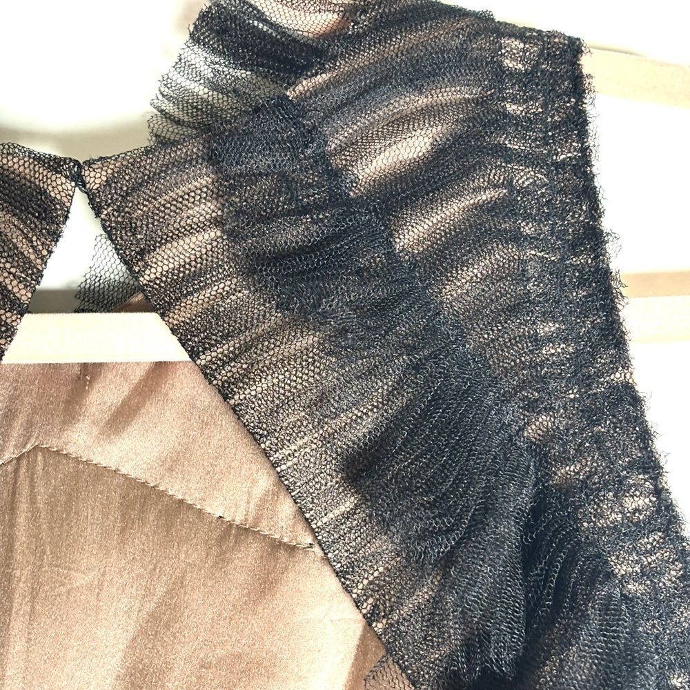 Vintage Vera Wang Sheer Tulle Mesh Top | Nude & Black Balletcore Designer Blouse - Picture 3 of 10